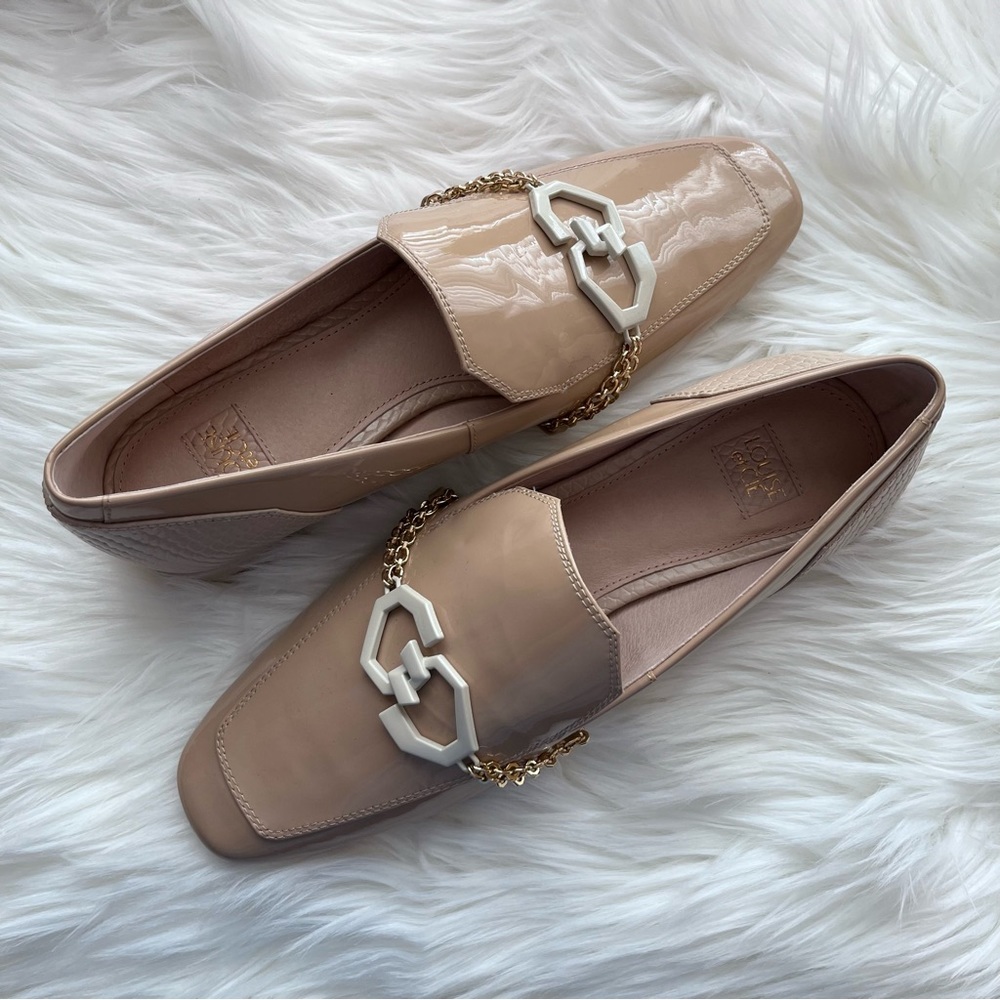 Louise et Cie | NWOT Nude Patent Leather Scales Chain Accent Everland Loafers - Picture 6 of 8